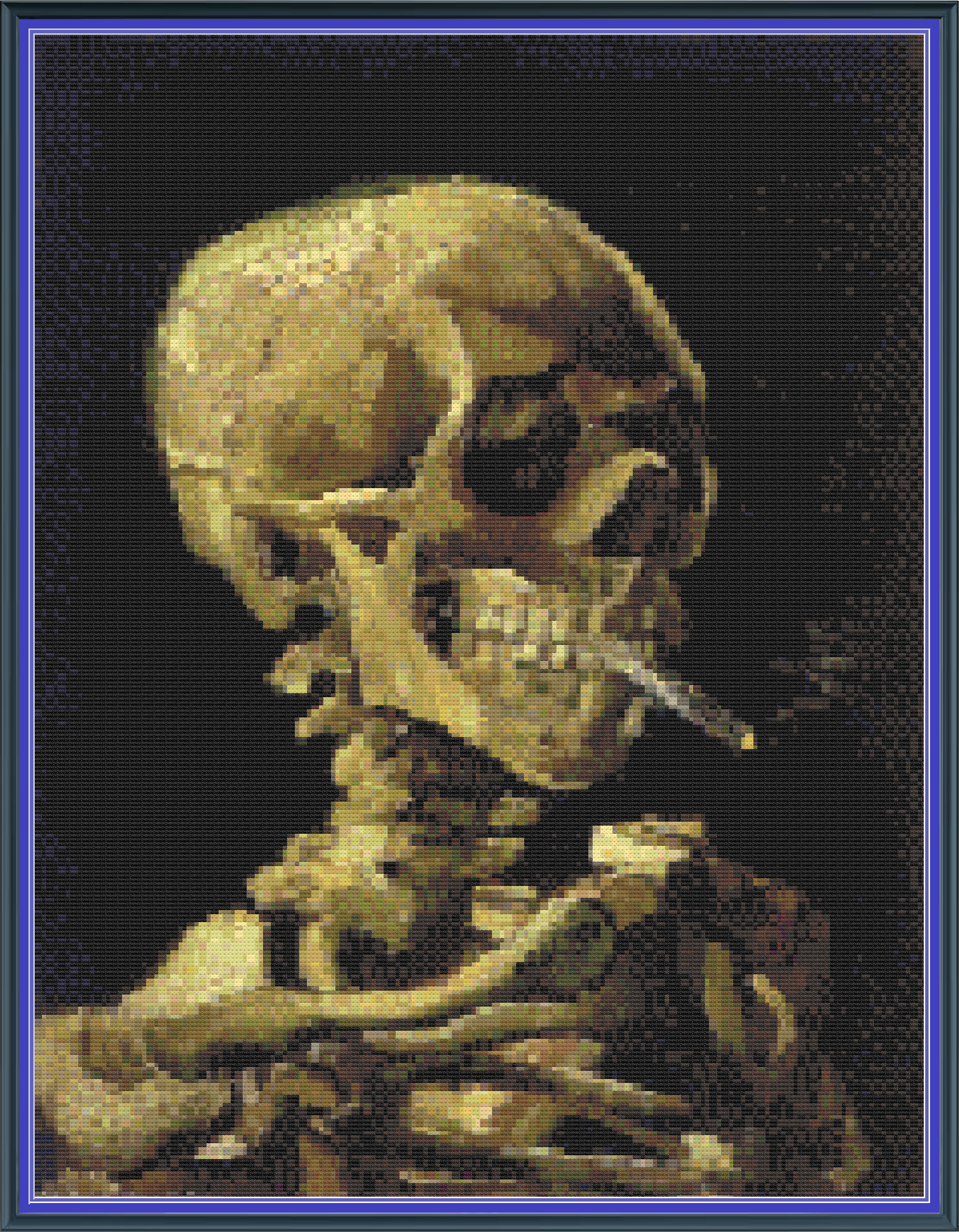 Riley Wood and Fiber Art - Skull of a Skeleton with Burning Cigarette© – Cross Stitch Pattern | Fine Art Cross Stitch | 14 Count Aida | Digital Pattern made by Riley Wood and Fiber Art