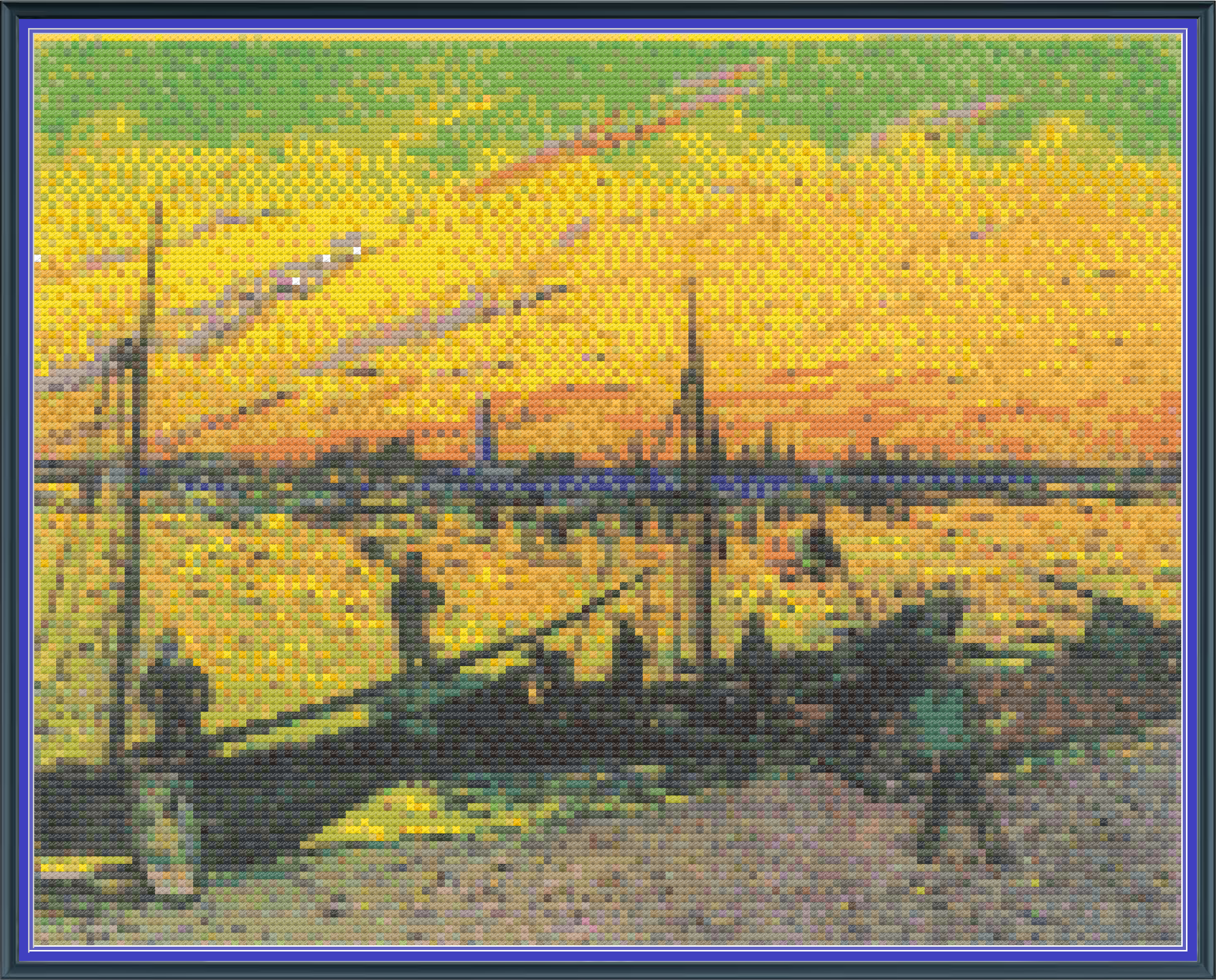 Riley Wood and Fiber Art – Coal Barges 1© – Cross Stitch Pattern | Fine Art Cross Stitch | 14 Count Aida | Digital Pattern made by Riley Wood and Fiber Art