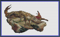Riley Wood and Fiber Art - Crab on Its Back© – Cross Stitch Pattern | Fine Art Cross Stitch | 14 Count Aida | Digital Pattern made by Riley Wood and Fiber Art