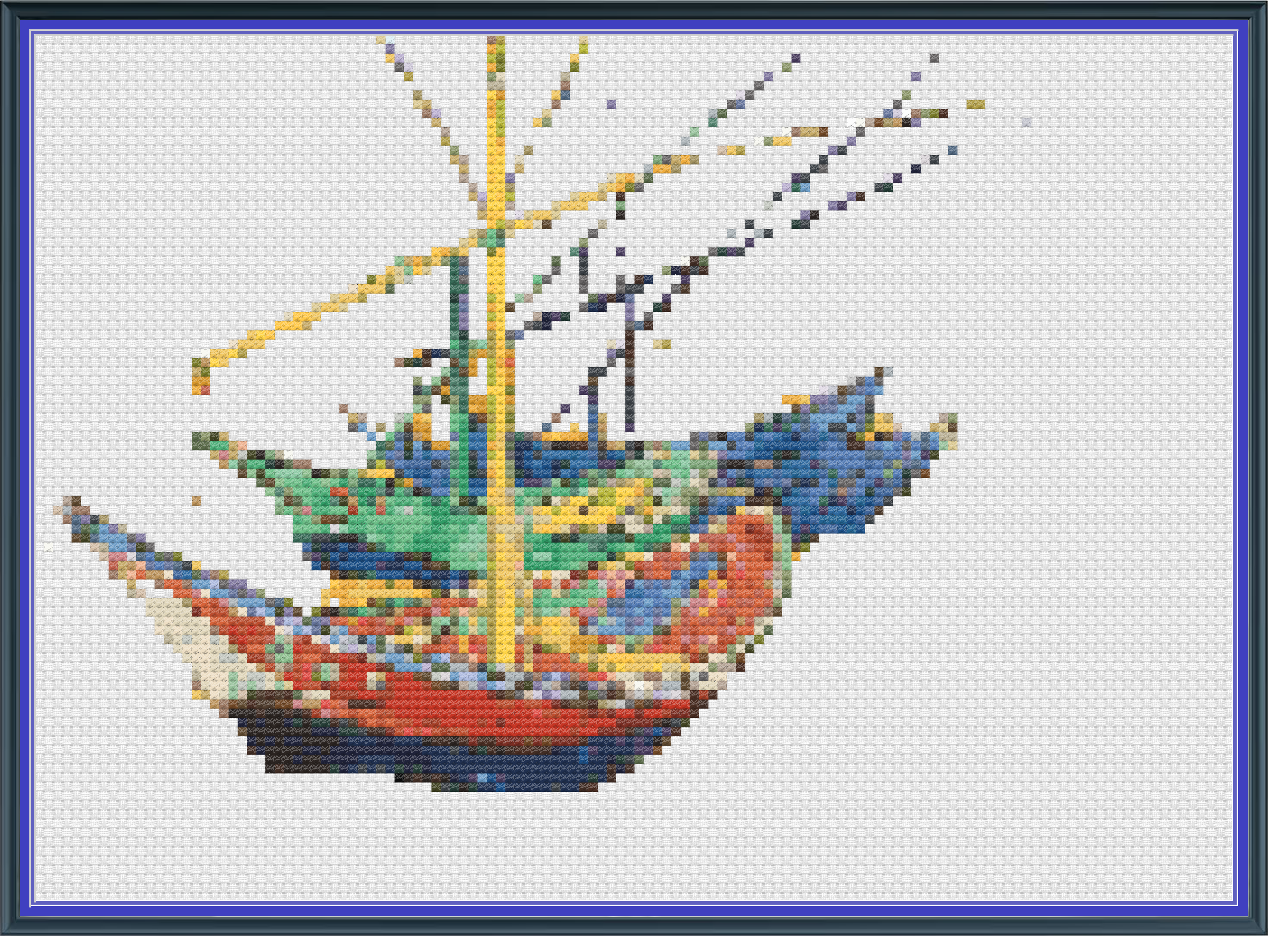 Riley Wood and Fiber Art - Fishing Boats on the Beach© – Cross Stitch Pattern | Fine Art Cross Stitch | 14 Count Aida | Digital Pattern made by Riley Wood and Fiber Art