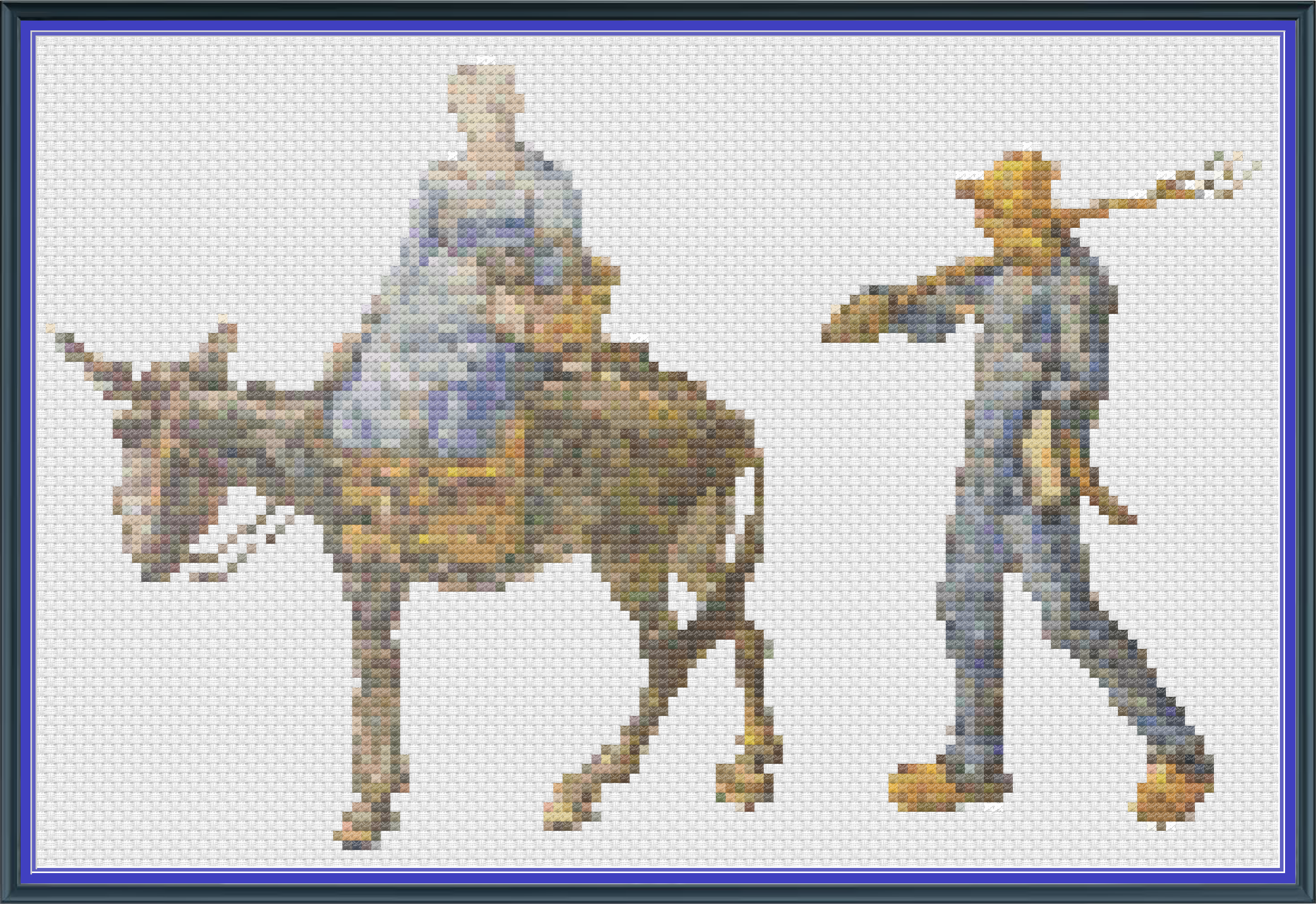 Riley Wood and Fiber Art - Morning, Peasant Couple Going to Work© – Fine Art Cross Stitch Pattern | 14 Count Aida | Digital Pattern made by Riley Wood and Fiber Art
