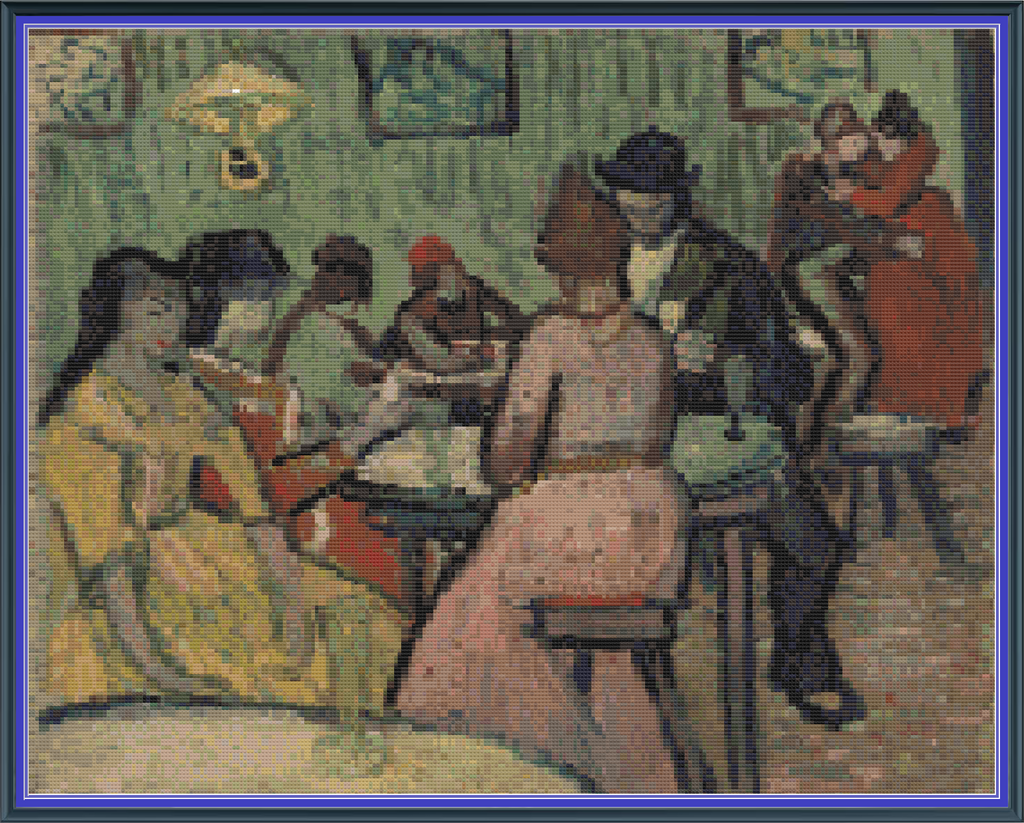 Riley Wood and Fiber Art - The Brothel© – Cross Stitch Pattern | Fine Art Cross Stitch | 14 Count Aida | Digital Pattern made by Riley Wood and Fiber Art