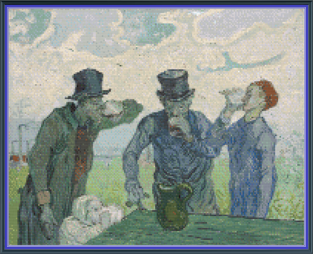 Riley Wood and Fiber Art - The Drinkers© – Cross Stitch Pattern | Fine Art Cross Stitch | 14 Count Aida | Digital Pattern made by Riley Wood and Fiber Art
