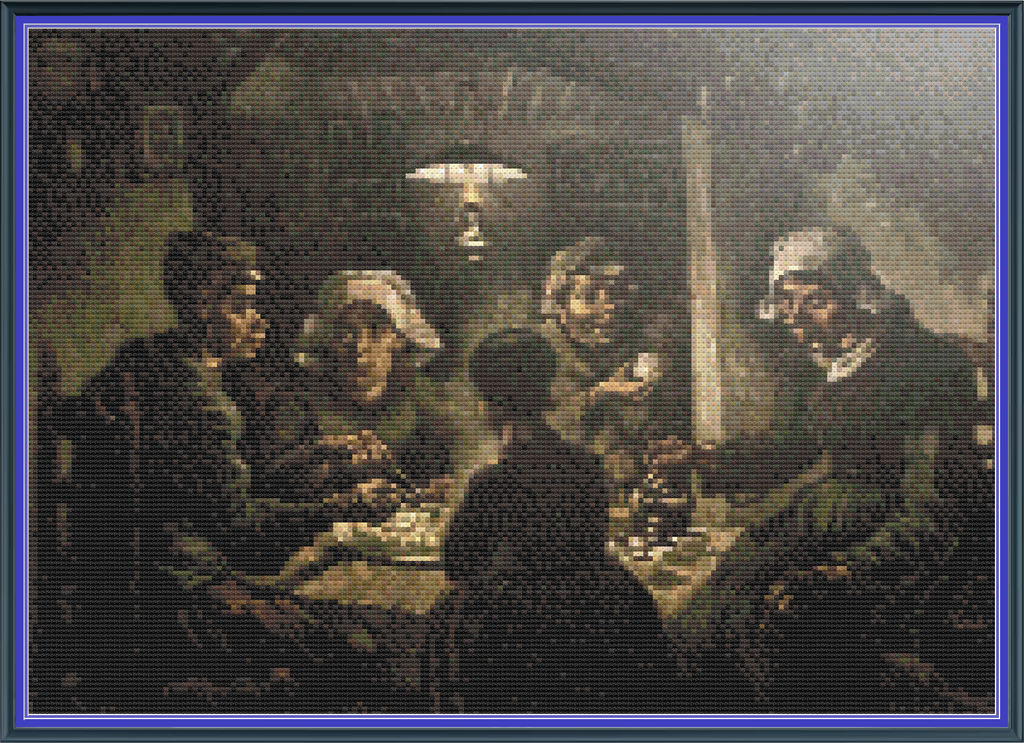 Riley Wood and Fiber Art - The Potato Eaters – Cross Stitch Pattern© | Fine Art Cross Stitch | 14 Count Aida | Digital Pattern made by Riley Wood and Fiber Art