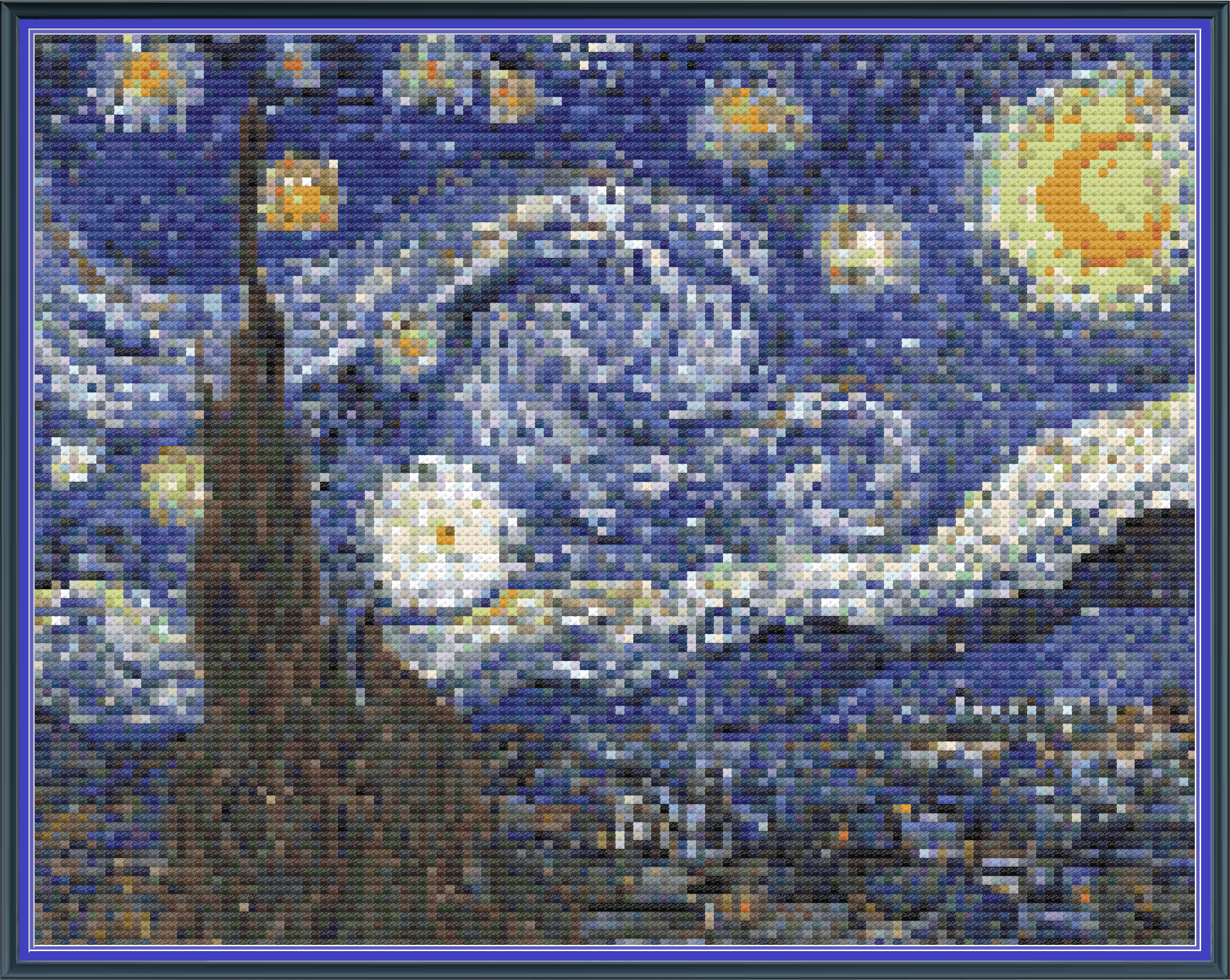Riley Wood and Fiber Art - The Starry Night© – Cross Stitch Pattern | Fine Art Cross Stitch | 14 Count Aida | Digital Pattern made by Riley Wood and Fiber Art