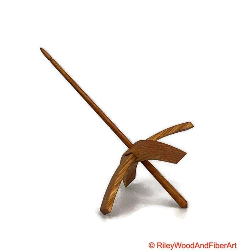 Mega Turkish Drop Spindle - Rift Sawn White Oak Whorl with Cherry Shaft made by Riley Wood and Fiber Art