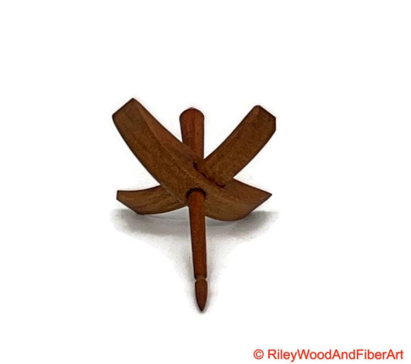 Mini Turkish Drop Spindle - Cherry Whorl with Cherry Shaft on white background