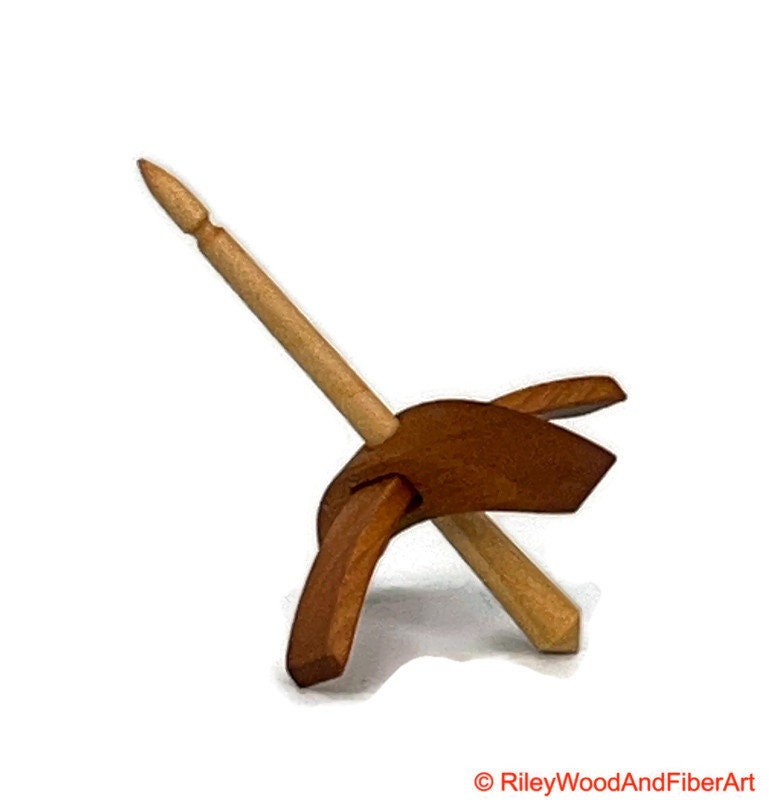 Mini Turkish Drop Spindle - Cherry Whorl with Apple Shaft made by Riley Wood and Fiber Art