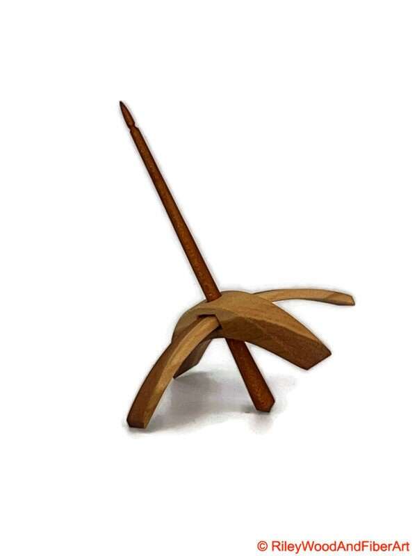 Medium Turkish Drop Spindle - Cherry at Demarcation Whorl with Cherry Shaft made by Riley Wood and Fiber Art