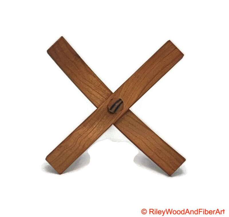 Medium Turkish Drop Spindle - Cherry Whorl with Black & White Ebony Shaft made by Riley Wood and Fiber Art