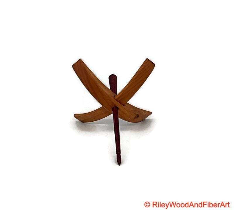 Medium Turkish Drop Spindle - Alder Whorl with Purple Heart Shaft made by Riley Wood and Fiber Art