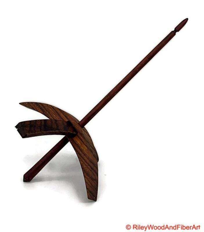 Mega Turkish Drop Spindle - Quartersawn Zebra Whorl with Honduran Rosewood Shaft made by Riley Wood and Fiber Art
