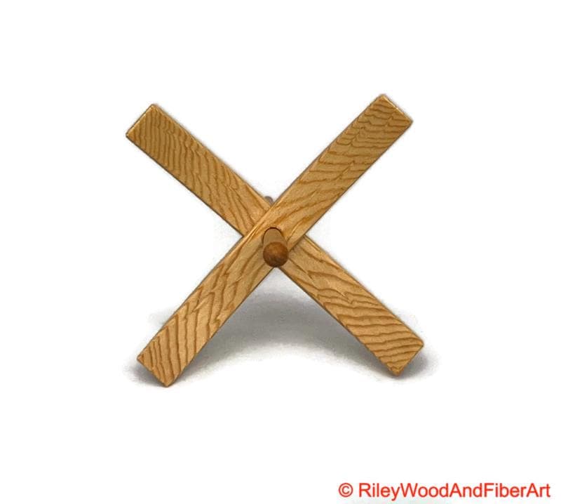 Mega Turkish Drop Spindle - Sitka Spruce Whorl with Curly Maple Shaft made by Riley Wood and Fiber Art