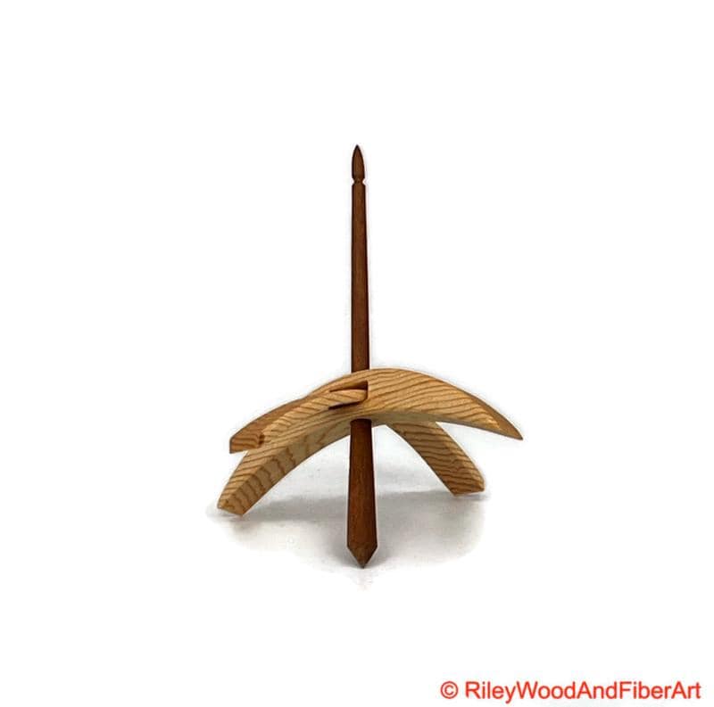Medium Turkish Drop Spindle - Sitka Spruce Whorl with Cherry Shaft made by Riley Wood and Fiber Art