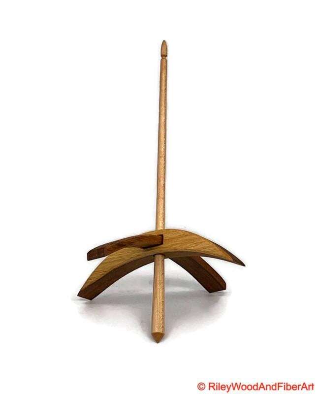 Mega Turkish Drop Spindle - Teak Whorl with Maple Shaft made by Riley Wood and Fiber Art