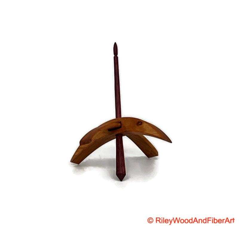 Medium Turkish Drop Spindle - Alder Whorl with Purple Heart Shaft made by Riley Wood and Fiber Art