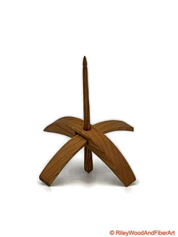 Medium Turkish Drop Spindle - Cherry Whorl with White Oak Shaft made by Riley Wood and Fiber Art