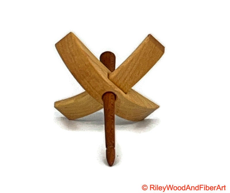 Mini Turkish Drop Spindle - Maple Whorl with Cherry Shaft made by Riley Wood and Fiber Art