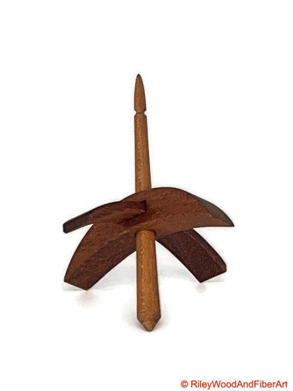 Mini Turkish Drop Spindle - Tzalam Whorl with Maple Heartwood Shaft Made by Riley Wood and Fiber Art