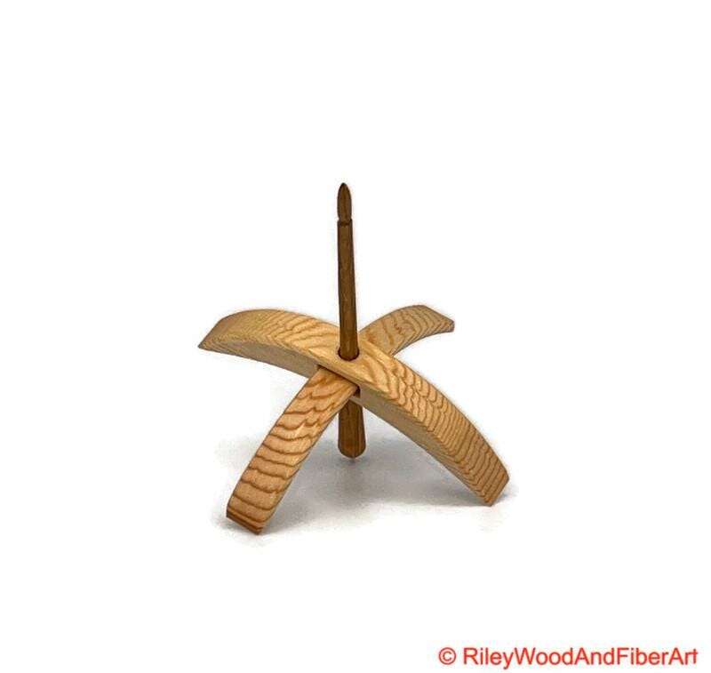 Medium Turkish Drop Spindle - Sitka Spruce Whorl with White Oak Shaft made by Riley Wood and Fiber Art