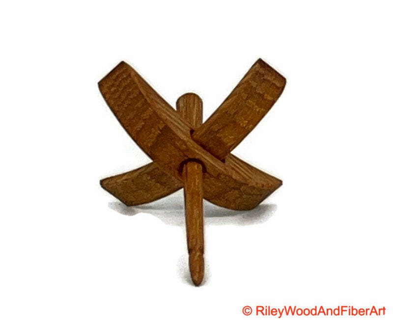 Mini Turkish Drop Spindle - White Oak Whorl with White Oak Shaft on white background