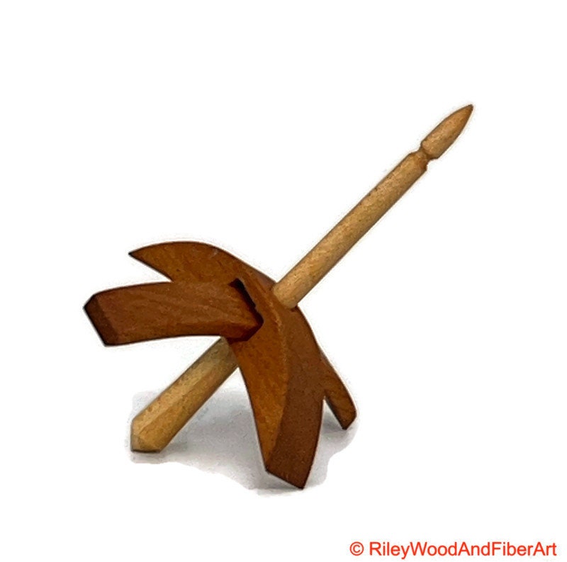 Mini Turkish Drop Spindle - Cherry Whorl with Apple Shaft made by Riley Wood and Fiber Art