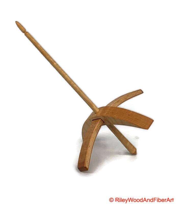 Mega Turkish Drop Spindle - Curly Maple Whorl with Curly Maple Shaft made by Riley Wood and Fiber Art