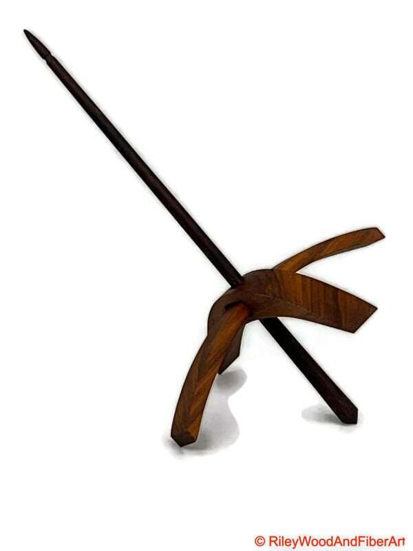 Mega Turkish Drop Spindle - Canary Whorl with Walnut Shaft made by Riley Wood and Fiber Art