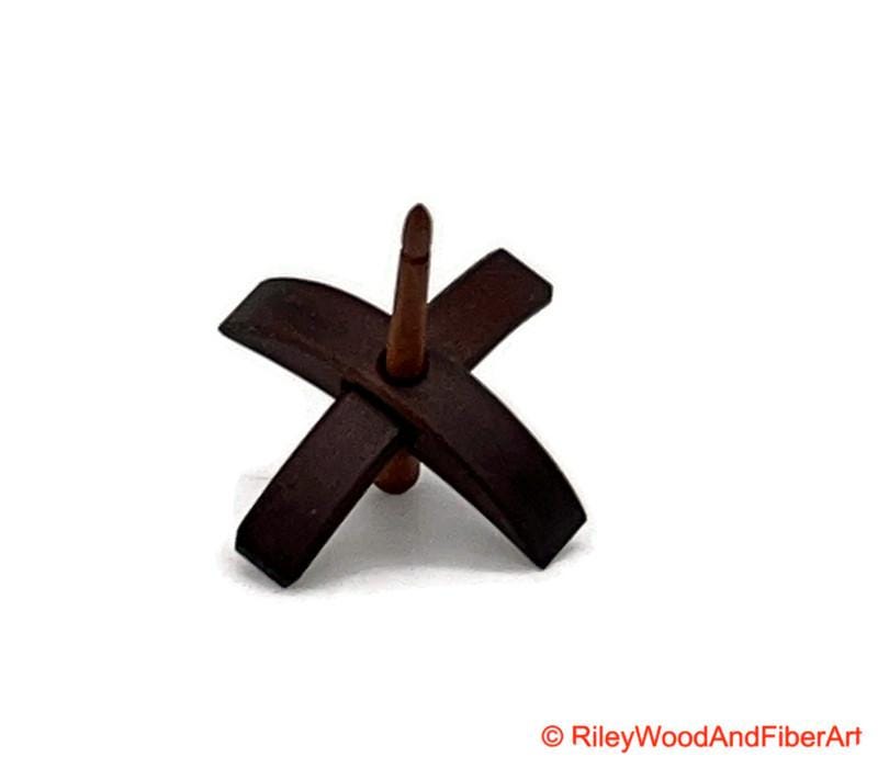 Mini Turkish Drop Spindle - Walnut Whorl with Cherry Shaft on white background