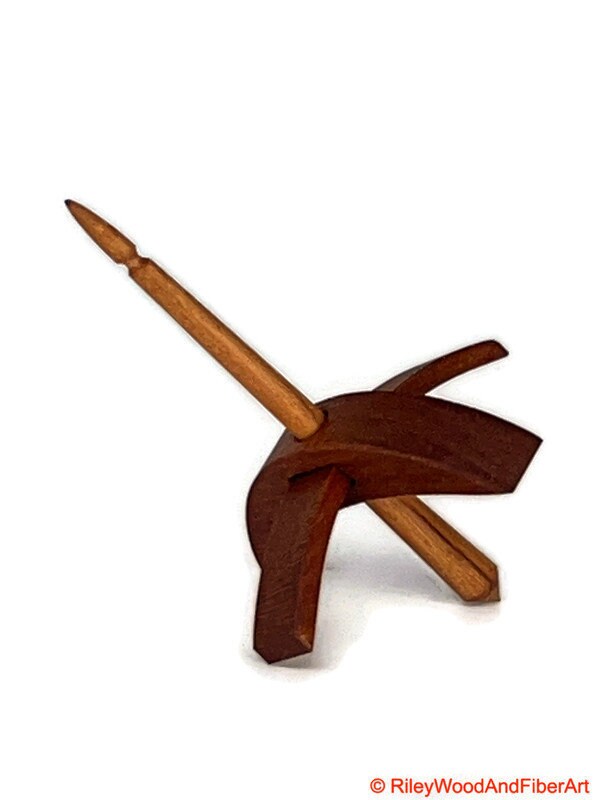 Mini Turkish Drop Spindle - Cherry Whorl with Maple Heartwood Shaft on white background