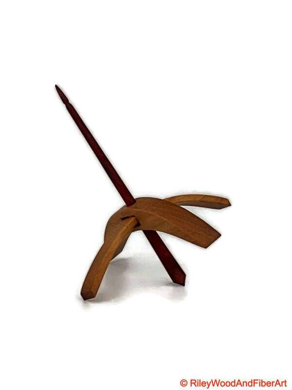 Medium Turkish Drop Spindle - Cherry Whorl with Red Heart Shaft made by Riley Wood and Fiber Art