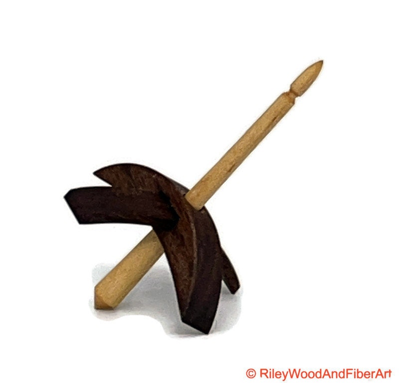 Mini Turkish Drop Spindle - Pau Ferro Whorl with Maple Shaft made by Riley Wood and Fiber Art