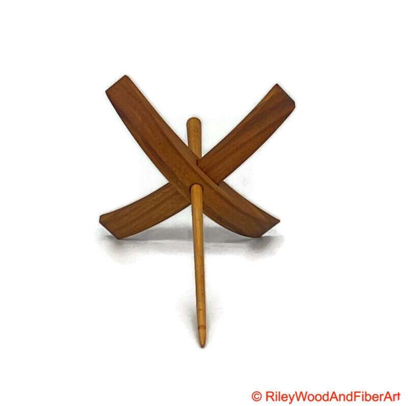 Mega Turkish Drop Spindle - Canary Whorl with Slightly Curly Maple Shaft made by Riley Wood and Fiber Art