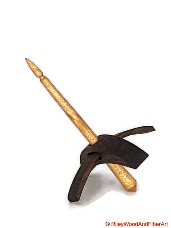 Mini Turkish Drop Spindle - Walnut Whorl with Maple Shaft Made by Riley Wood and Fiber Art