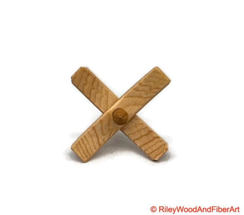Mini Turkish Drop Spindle - Sitka Spruce Whorl with Apple Shaft on white background