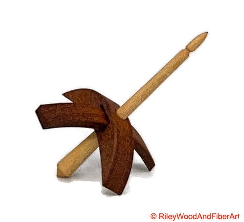 Mini Turkish Drop Spindle - Tzalam Whorl with Maple Shaft Made by Riley Wood and Fiber Art