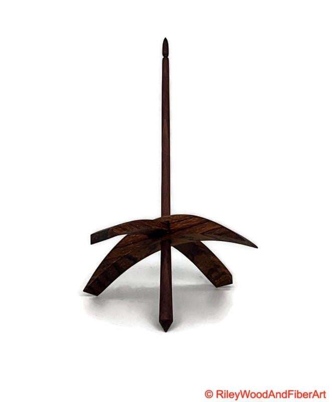 Mega Turkish Drop Spindle - Quartersawn Zebra Whorl with Walnut Shaft made by Riley Wood and Fiber Art