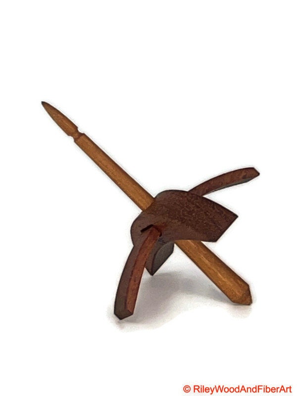 Mini Turkish Drop Spindle - Tzalam Whorl with Maple Heartwood Shaft Made by Riley Wood and Fiber Art