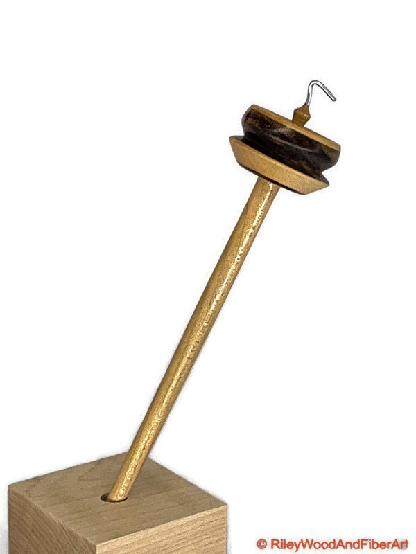 Top Whorl Drop Spindle; Zebra and Maple - 22 grams made by Riley Wood and Fiber Art