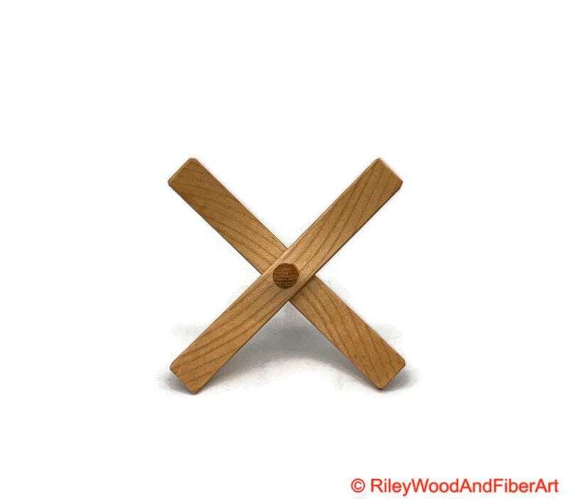 Medium Turkish Drop Spindle - Maple Whorl with Hickory Shaft made by Riley Wood and Fiber Art