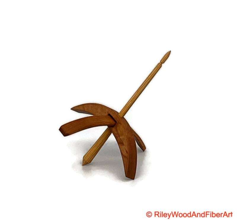 Medium Turkish Drop Spindle - Alder Whorl with Hickory Shaft made by Riley Wood and Fiber Art