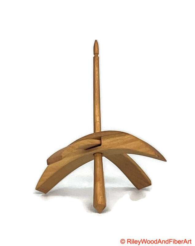 Medium Turkish Drop Spindle - Cherry at Demarcation mostly sapwood Whorl with Cherry Sapwood Shaft made by Riley Wood and Fiber Art