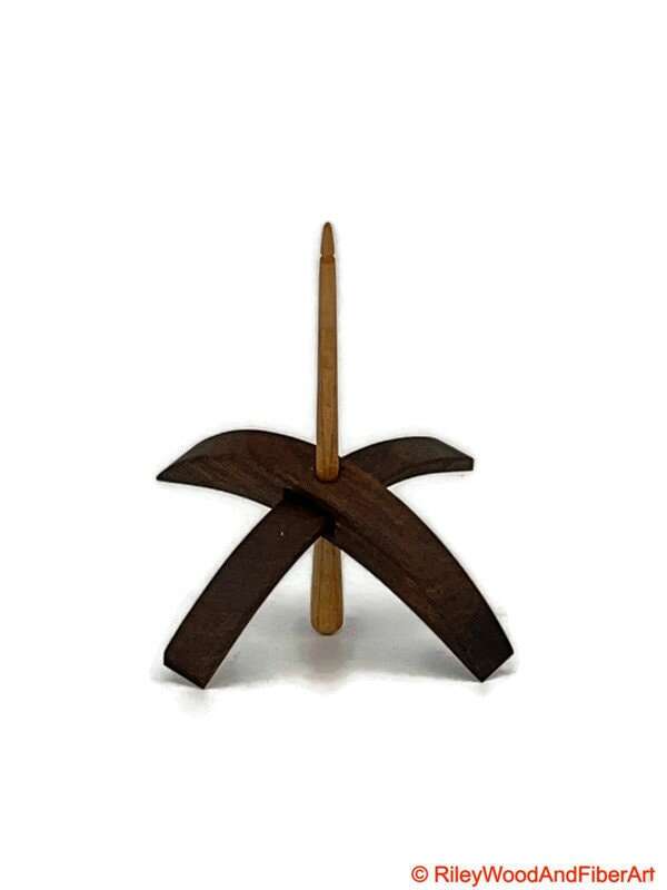 Medium Turkish Drop Spindle - Walnut Whorl with Maple Shaft made by Riley Wood and Fiber Art