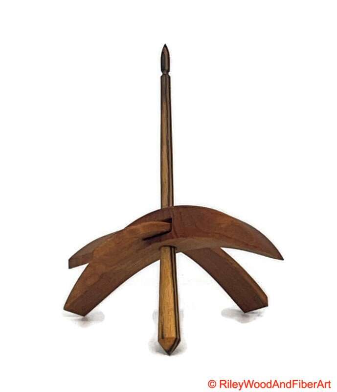 Medium Turkish Drop Spindle - Cherry Whorl with Black & White Ebony Shaft made by Riley Wood and Fiber Art