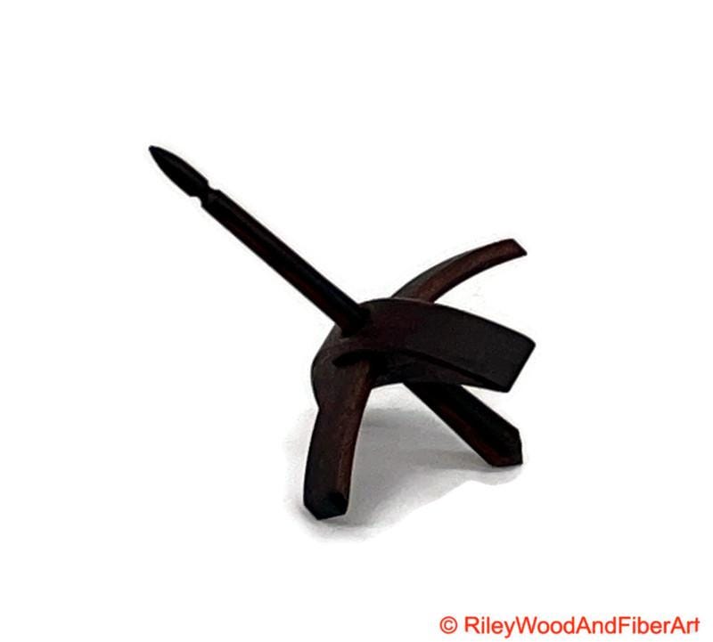 Mini Turkish Drop Spindle - Walnut Whorl with Jobillo Shaft on white background