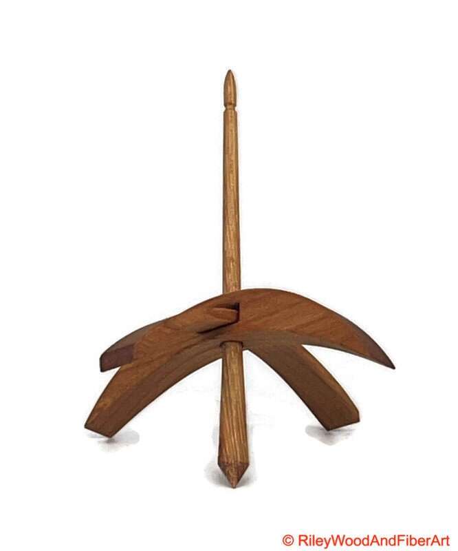 Medium Turkish Drop Spindle - Cherry Whorl with Hickory Shaft made by Riley Wood and Fiber Art