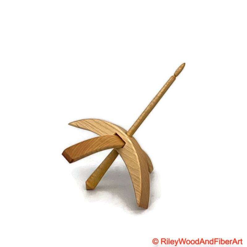Medium Turkish Drop Spindle - Maple Whorl with Curly Maple Shaft made by Riley Wood and Fiber Art