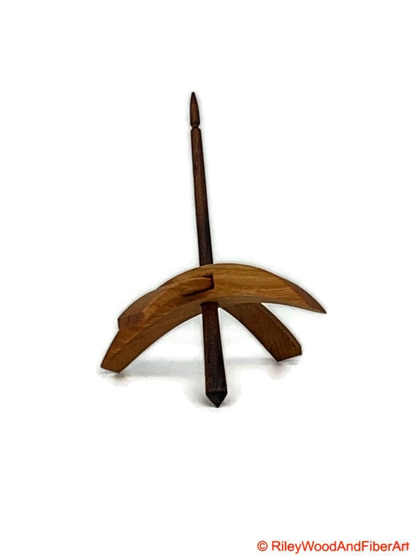 Medium Turkish Drop Spindle - Cherry Whorl with Walnut Shaft made by Riley Wood and Fiber Art