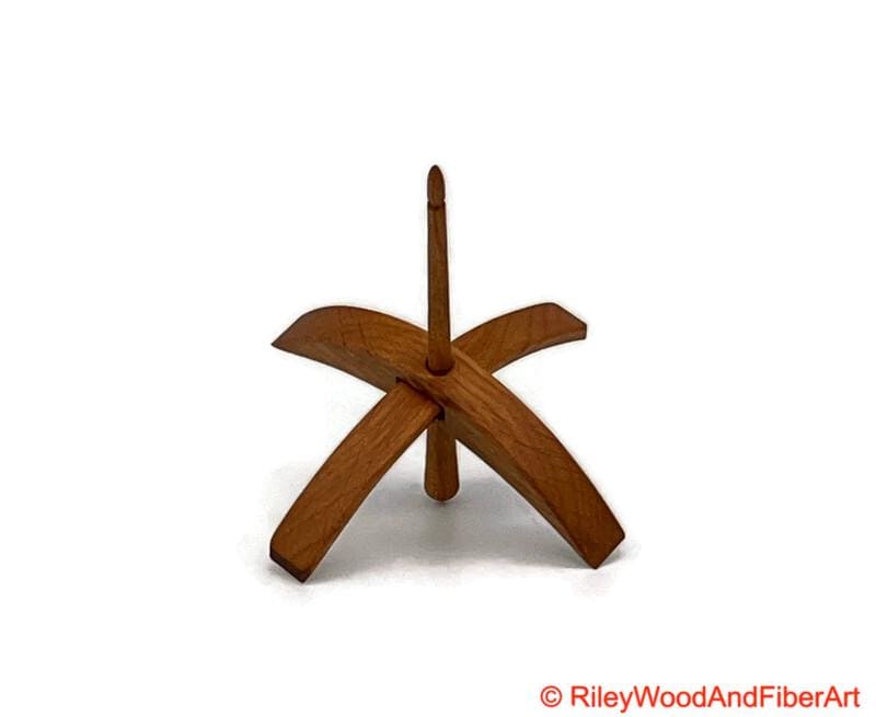 Medium Turkish Drop Spindle - Alder Whorl with Cherry Shaft made by Riley Wood and Fiber Art
