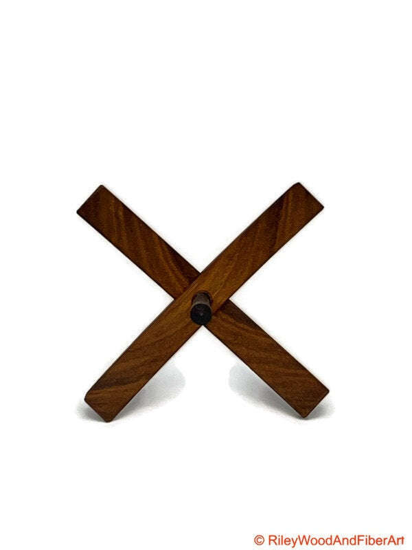 Mega Turkish Drop Spindle - Canary Whorl with Walnut Shaft made by Riley Wood and Fiber Art